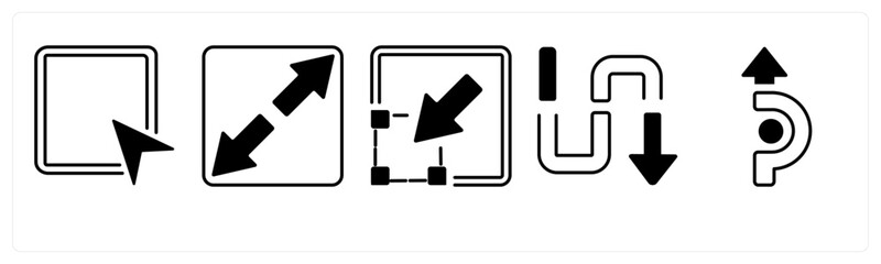 A set of 5 mix icons as arrow, map, navigation