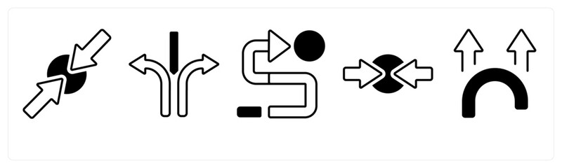 A set of 5 mix icons as arrow, map, navigation
