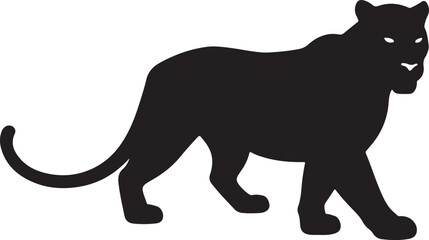  African Black Panther in silhouette pure white background.