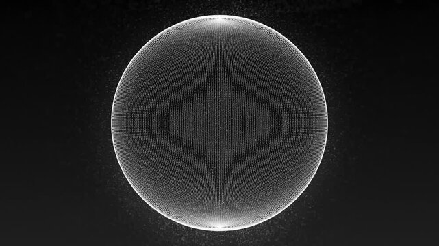 Technology 3D Globe Wireframe Spinning/ Animation of an abstract minimal scene of a massive enigmatic glowing orb spinning slowly on a dark background