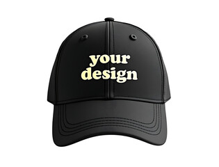 Black baseball cap mockup with customizable text on front black cap template