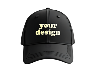Black baseball cap mockup with customizable text on front black cap template
