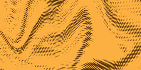 Abstract halftone wave dotted background. Futuristic twisted grunge pattern, dot, circles. Vector modern