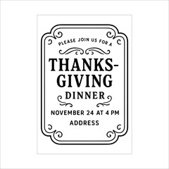 Premium Thank giving Day Flyer Design Template Black And White Background