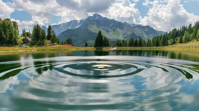 Mysterious monster emerging from a lake