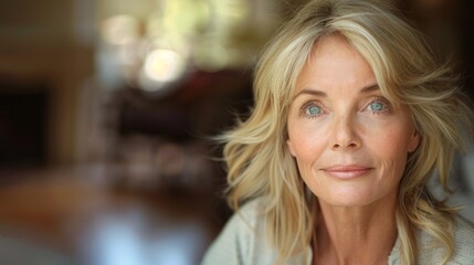 Obraz premium Portrait of a woman with blue eyes, useful for cosmetics ads and illustrations about beauty and age.