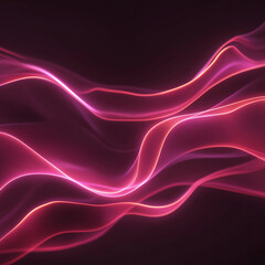 Naklejka premium Neon pink abstract waves on a dark rose background