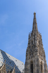 St. Stephens Cathedral in Vienna, Austria. Facades of historical buildings.