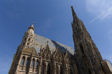 St. Stephens Cathedral in Vienna, Austria. Facades of historical buildings.