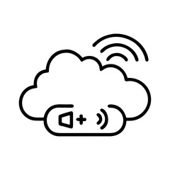Smart Cloud Processing Icon – Minimalist Line Art Lifestyle Vector on White Background