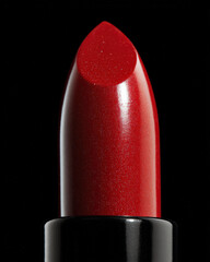 Classic red lipstick with glossy tip, showcasing its vibrant color and smooth texture, evokes sense of elegance and confidence. Perfect for any makeup lover