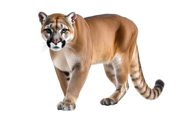 cougar walking isolated on white background