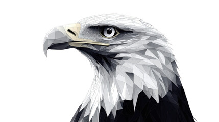 geometric eagle head profile on white background