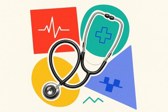Stethoscope and medical symbols illustrating healthcare concepts, emphasizing the importance of holistic patient care and modern health technology.