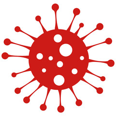 Fototapeta premium red virus cell symbol with radiating spikes and circular voids
