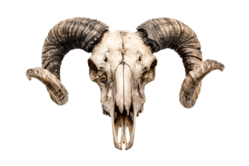 Bighorn Sheep Skull, Ancient Horns, Animal Remains, Wildlife, Nature, Death, Black Background, Bone 