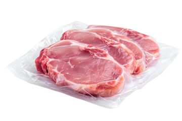 Fresh Pork Chops Vacuum Sealed in Plastic Packaging