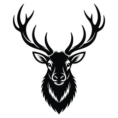 Flat Color Vector Elk Illustration on White Background.