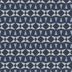 Seamless Geometric Pattern with Triangles and Diamonds in Blue Gray Tones