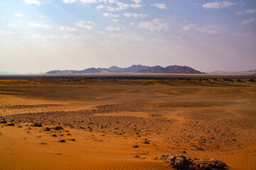 Far-reaching view across the rocky Namib plains to the distant hills, Namibia