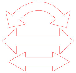 Set of a Dual arrow icon. Two side arrows icon. Double arrow icon set. Vector illustration of blue, red and blue dual arrow. Stock image.