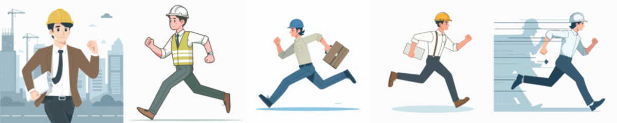 a group of architect vectors running