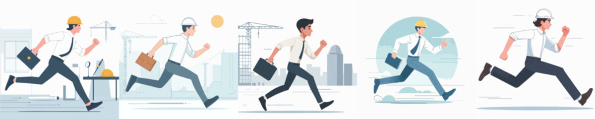 a group of architect vectors running