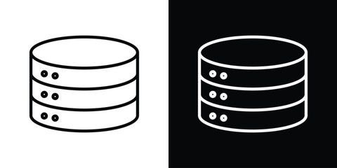 Cylinder database icon. Isolated object on a black and white background.