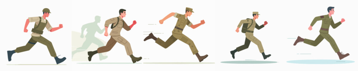 a group of soldiers vectors are running