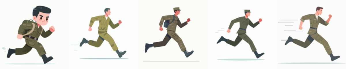 a group of soldiers vectors are running