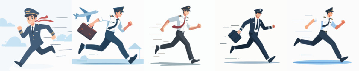 vector set of pilots running