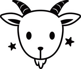 やぎ座のイラストアイコン　モノトーン