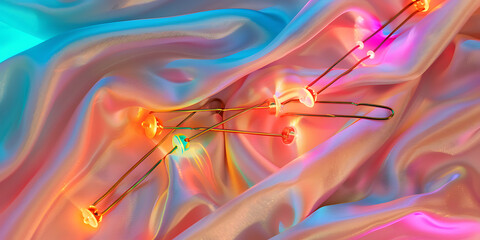 Glowing Network Lines and Nodes on Colorful Abstract Background