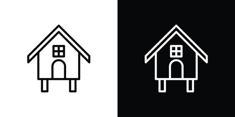 Chicken coop icon. Isolated object on a black and white background.
