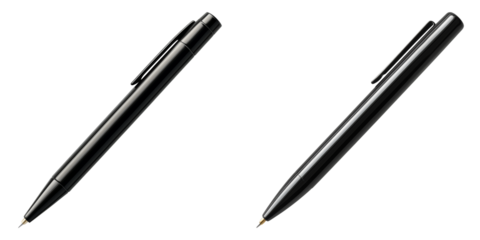 Classic black pens with sleek design isolated on transparent PNG perfect for office graphics, school visuals, and promotional materials