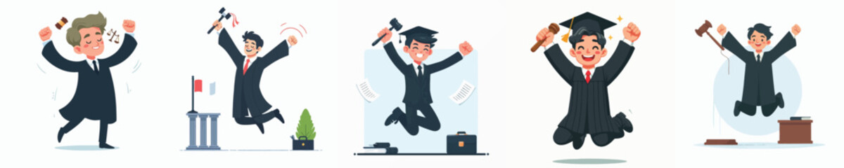 judge character vector celebration jumping