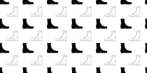black white combat boot seamless pattern