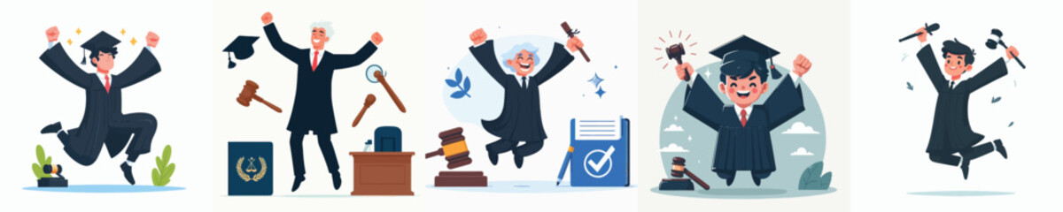 judge character vector celebration jumping