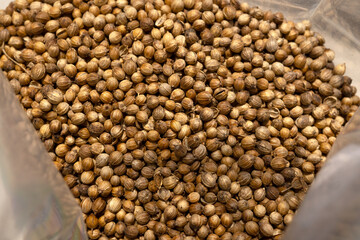 Organic food, spice coriander seeds