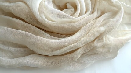 Soft, flowing fabric draped elegantly on a flat surface, showcasing delicate texture and light