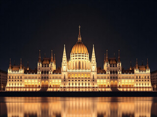 Obraz premium Hungarian Parliament Building at Night