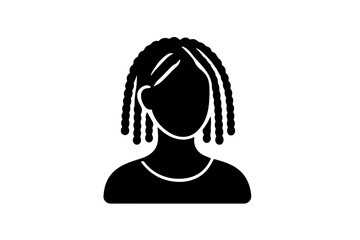 Silhouette of a woman with braided hair on a transparent background for hairstyling concept
