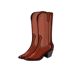 embroidered cowgirl boots cartoon vector illustration