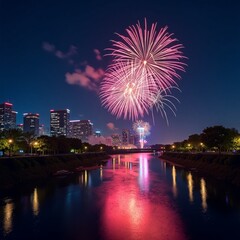 fireworks over the river