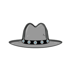 brim cowgirl hat cartoon vector illustration