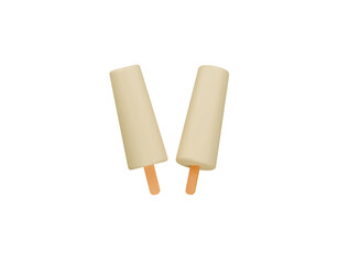 two vanilla ice cream icon 3d illustration render