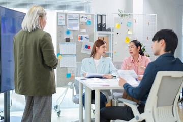 Business team brainstorming session on innovation and strategy, powered by AI meeting assistants...