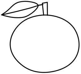 vector illustration of orange with leaf on white background