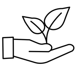 hand holding a tree icon on white background