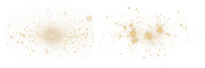 PNG Golden cosmic star clusters, element set on transparent background